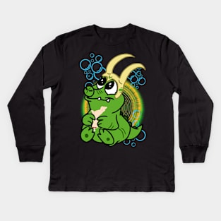 ALLIGATOR KAWAII HORNS Kids Long Sleeve T-Shirt